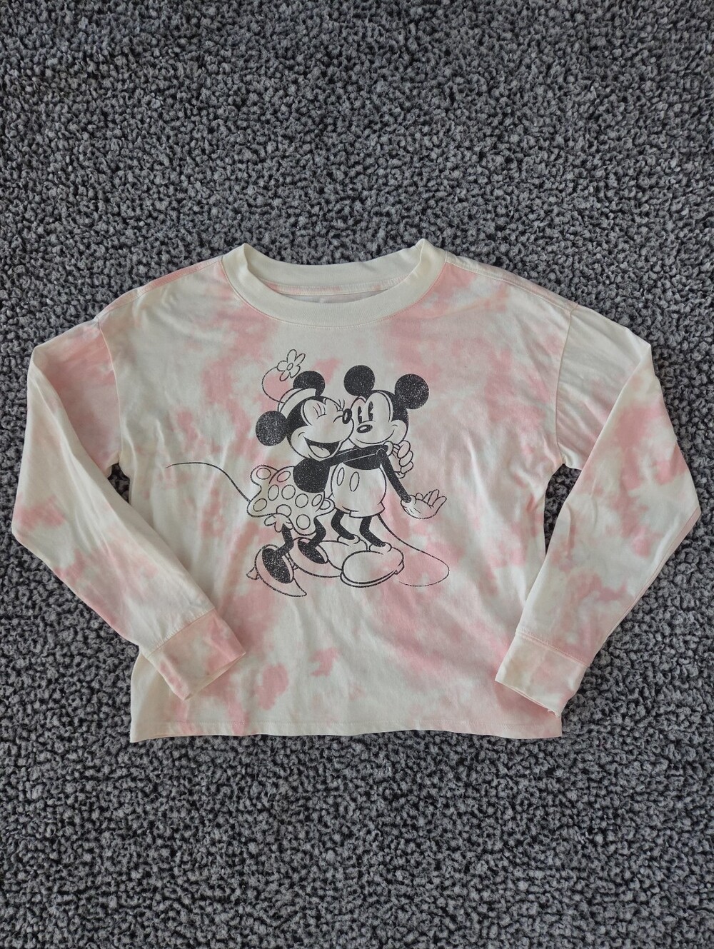 Gap Kids Disney Mickey & Minnie Pink Tie Dye Long Sleeve Pullover Girls XL 12